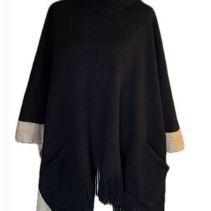 Summer & Rose Black and Cream Poncho